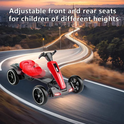 12V Electric Kids Pedal Go Kart, Folder Go Kart, Outdoor Ride on Toy with Adjustable Seat, 4 Wheels for Boys and Girls