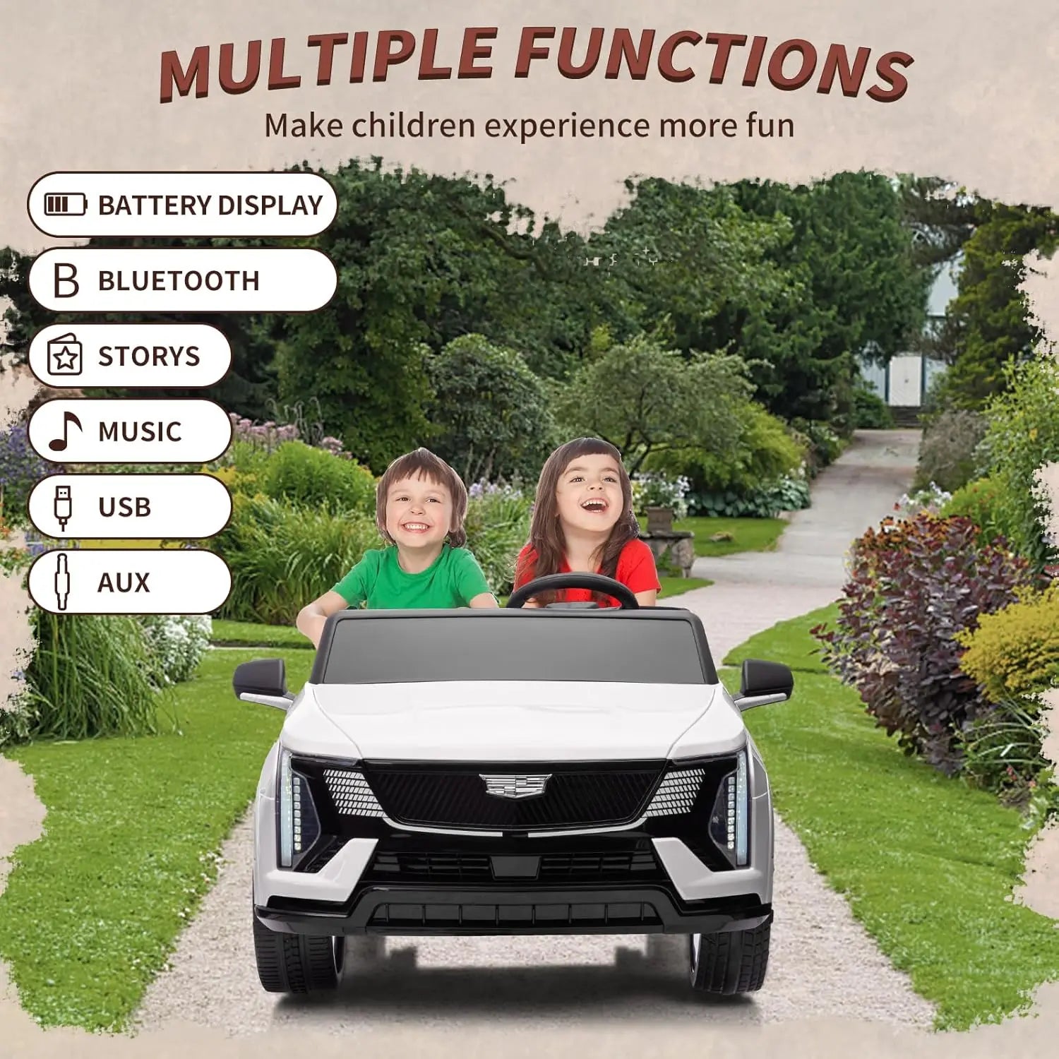 24V Ride on Car, Electric Vehicle with Remote Control, 2 Seater, 4-Wheel Shock Absorbers, Smooth Start, Led Lights for Kids