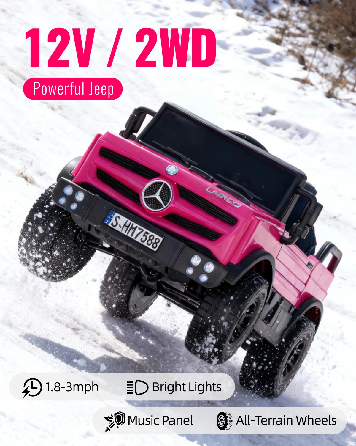 12V Mercedes-Benz Unimog Ride-On Car for Kids | Remote Control, LED Lights, Music Player & Safety Belt – Perfect Gift for Ages 3