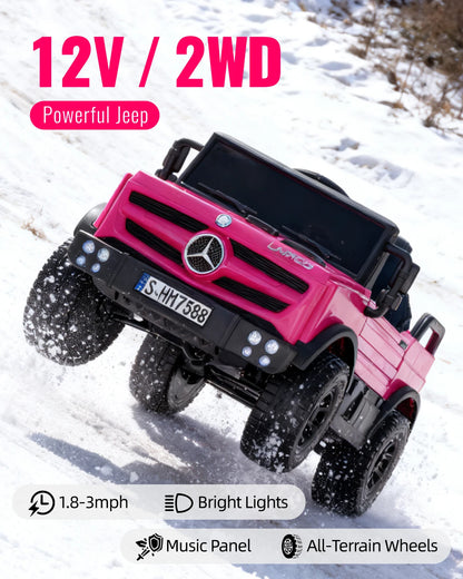 12V Mercedes-Benz Unimog Ride-On Car for Kids | Remote Control, LED Lights, Music Player & Safety Belt – Perfect Gift for Ages 3