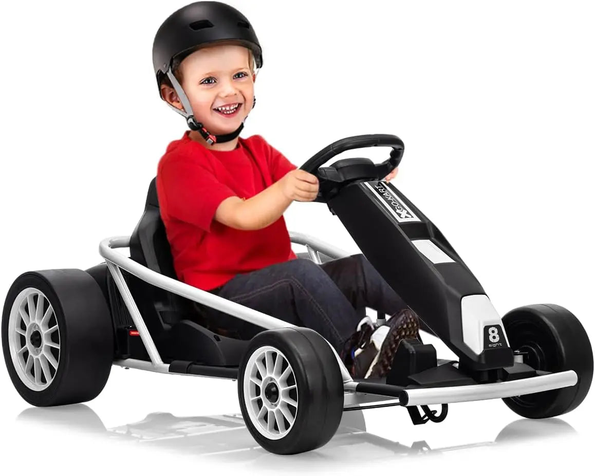 24V 9Ah Kids Ride on Go Kart Toy,High Speed 8.1MPH Drifting Car with 2X300W Motors Full Metal Frame,Music,For Kids 86-12 Years