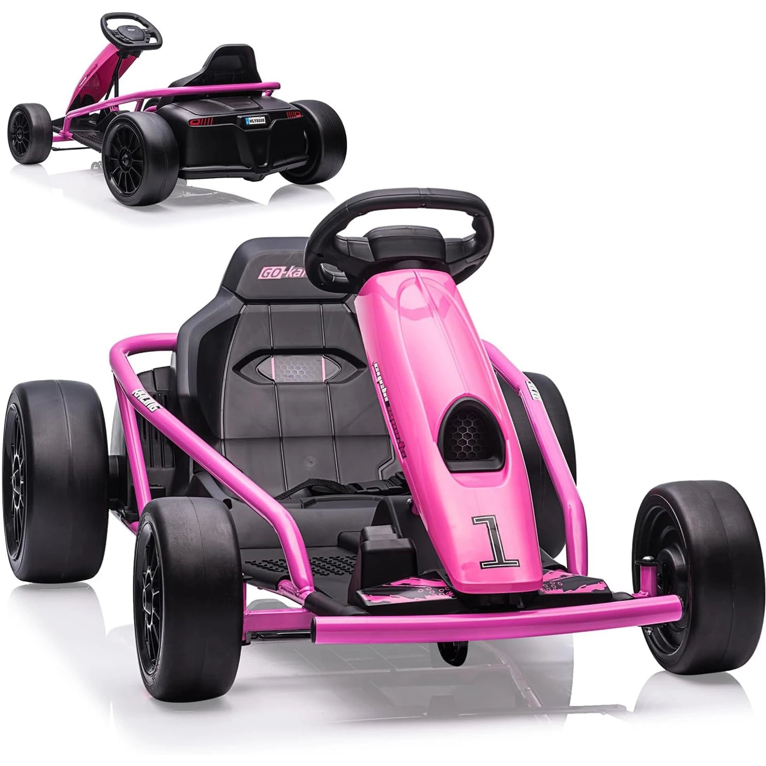 Ride on Go Kart for Teens 24V 2 X 300W Extra Powerful Motors Electric Karts with Slow Start Outdoor Ride on Toy for Kids 8-11Y