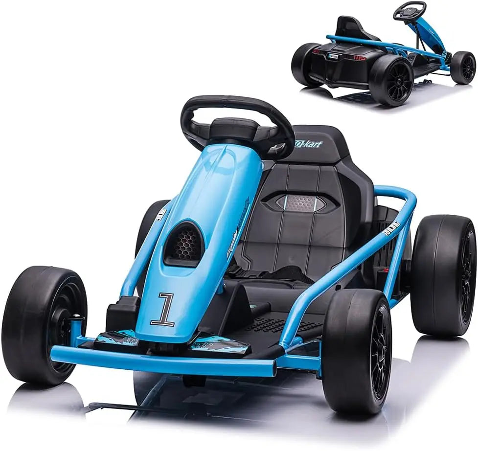 Ride on Go Kart for Teens 24V 2 X 300W Extra Powerful Motors Electric Karts with Slow Start Outdoor Ride on Toy for Kids 8-11Y