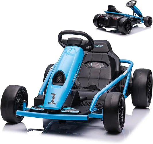 Ride on Go Kart for Teens 24V 2 X 300W Extra Powerful Motors Electric Karts with Slow Start Outdoor Ride on Toy for Kids 8-11Y