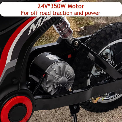 Ride on Motorcycle for Kids Electric Dirt Bike 24-Volt 350-Watt Kid'S Toys up to 14.29 MPH, 2-Speed Modes, Max Load 135 Lbs