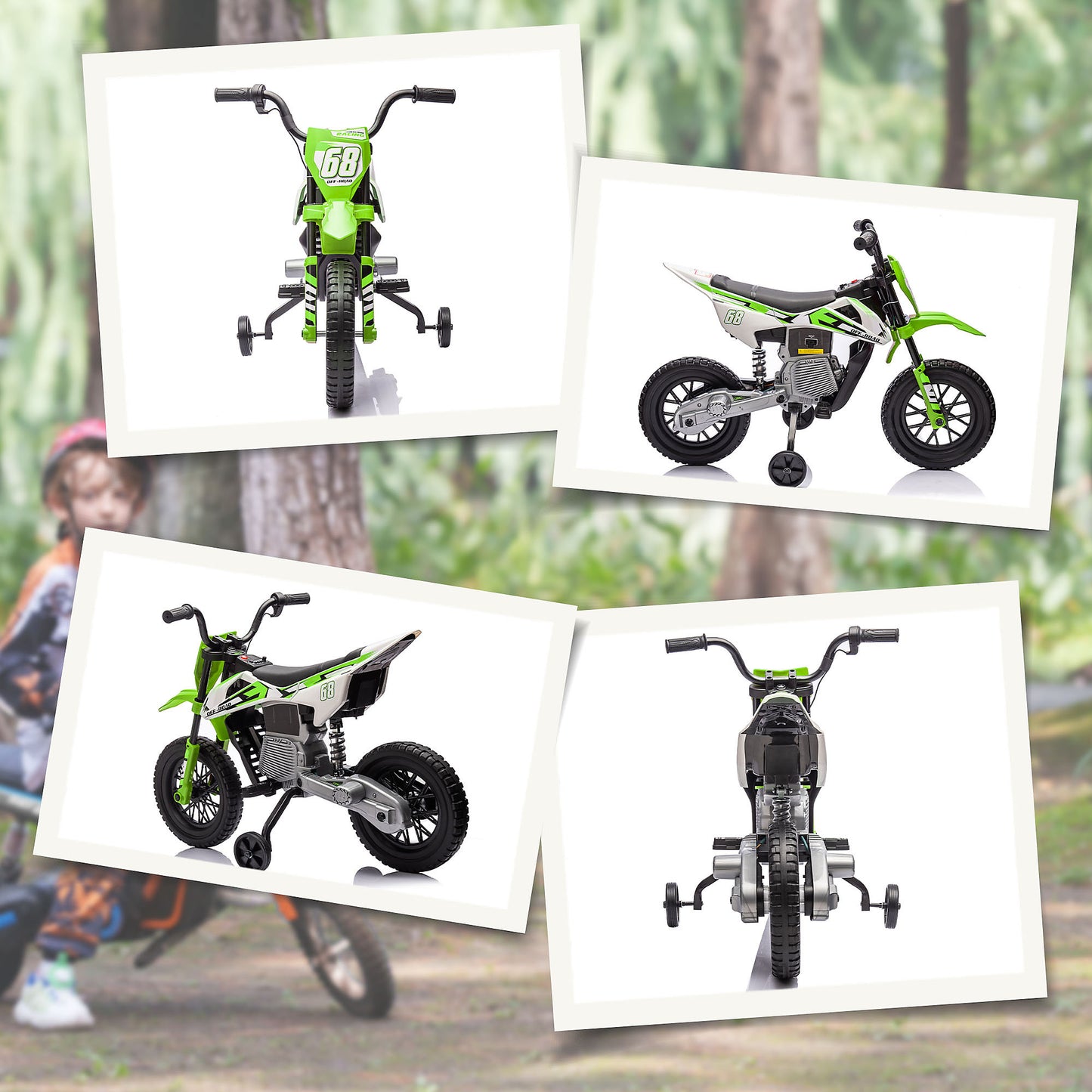 Kids Electric ATV Ride-On Bike – Twist-Start Handlebar, Bluetooth Music, Training Wheels & Safe Suspension