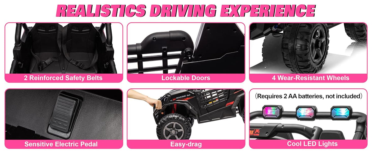 24V 4x200W 2-Seater Ride-On UTV Car – Powerful Electric Kids Truck with Remote Control, LED Lights & Music