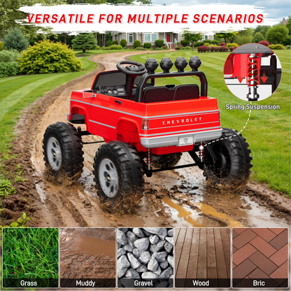Chevrolet Cheyenne 24 Volt Ride on Toys with Remote, Ride on Truck for Big Kids 3-8 Years,  Power Car Wheels with 2 Seater, Red