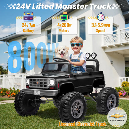 24V Ride on Car, Licensed Chevrolet Cheyenne Truck W/4X200W Motor, Remote Control, Decoration Streamer