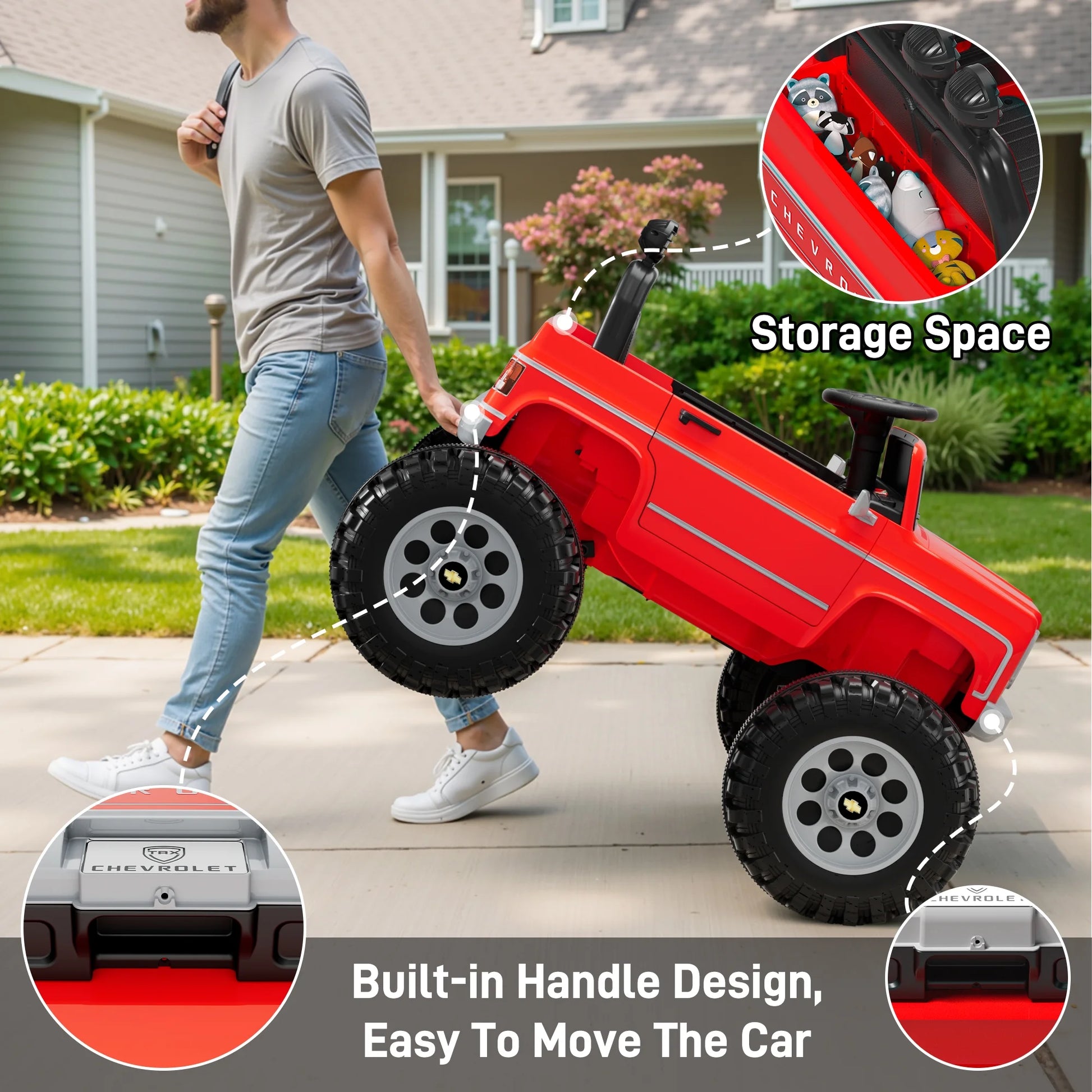 Chevrolet Cheyenne 24 Volt Ride on Toys with Remote, Ride on Truck for Big Kids 3-8 Years,  Power Car Wheels with 2 Seater, Red