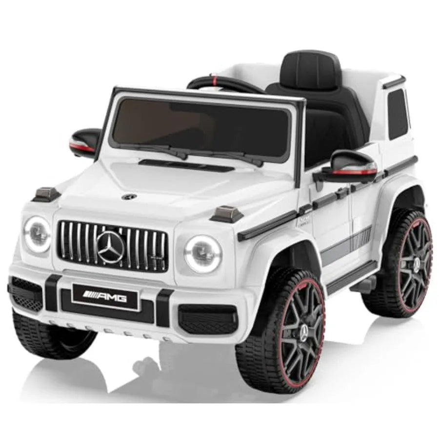 Licensed Mercedes-Benz G63 Car for Kids, 12V Ride on Car W/Parent Remote Control, LED Headlights, Music Player & Horn, Soft Start, Low Battery Prompt, Kids Electric Car, White