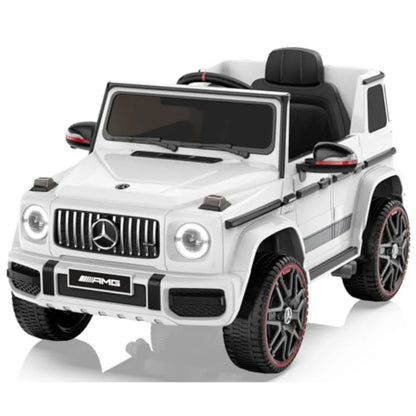 Licensed Mercedes-Benz G63 Car for Kids, 12V Ride on Car W/Parent Remote Control, LED Headlights, Music Player & Horn, Soft Start, Low Battery Prompt, Kids Electric Car, White