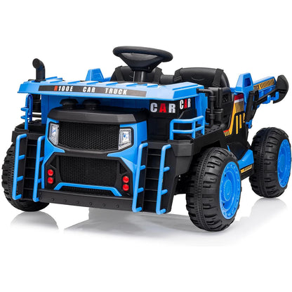 Ride on Dump Truck with Dump Bed 24V Ride on Construction Vehicle with Remote Control Extra Shovel 3 Speeds Music Safety Belt