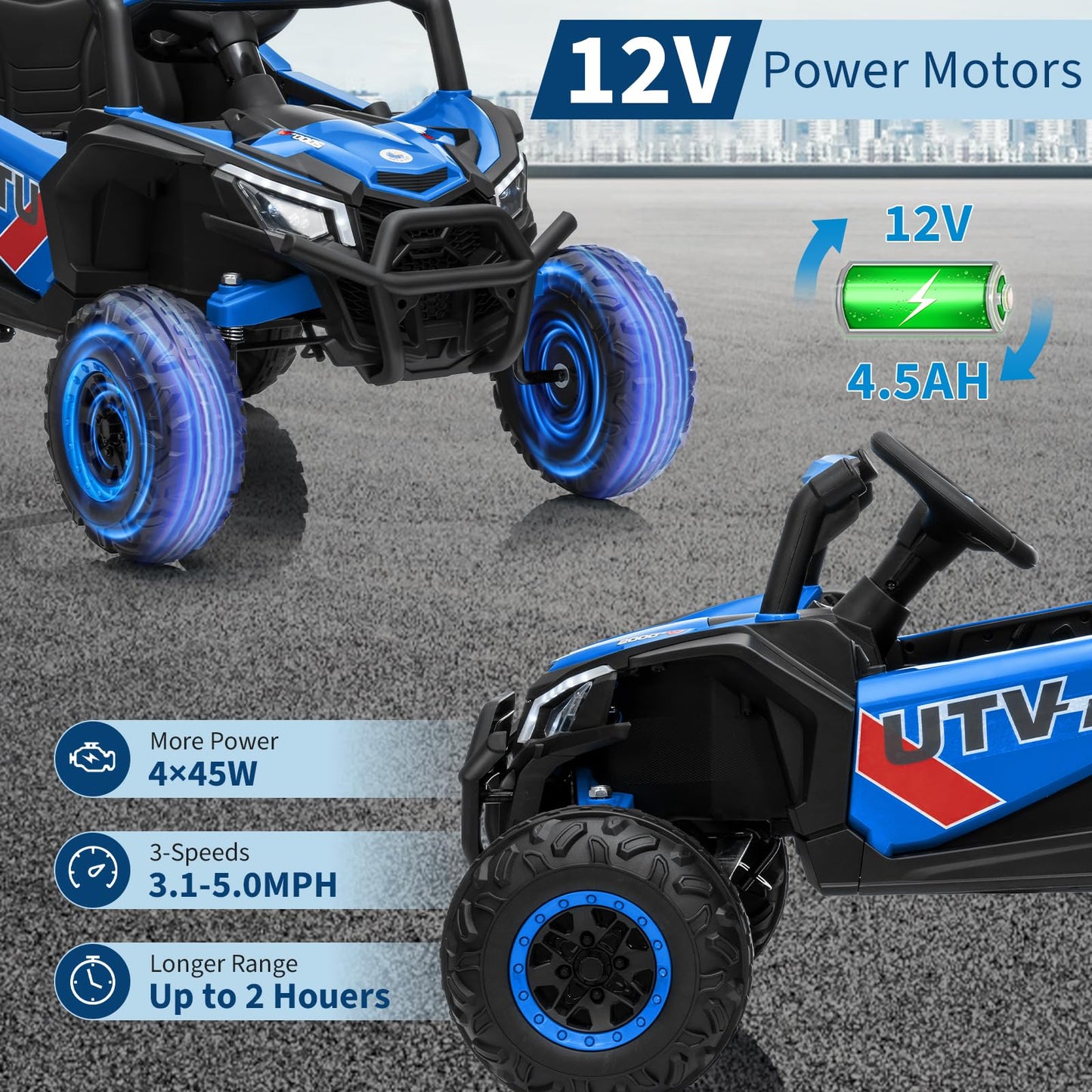 12V 4WD Kids Ride-On UTV Truck – Electric Off-Road Vehicle with Switchable Drive Modes, EVA Tires &  LED Lights