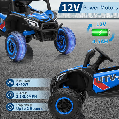 12V 4WD Kids Ride-On UTV Truck – Electric Off-Road Vehicle with Switchable Drive Modes, EVA Tires &  LED Lights