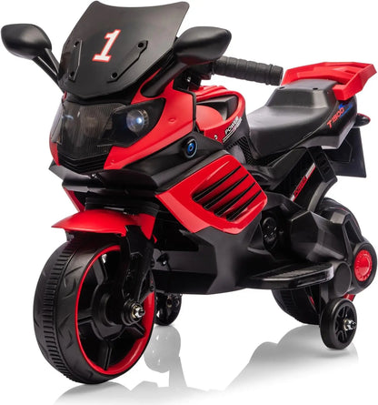 6V Kids Motorcycle, Electric Ride on Car Toy with Training Wheels, Working Headlight, Horn & Music,For Toddlers Boys Girls 3-6Y