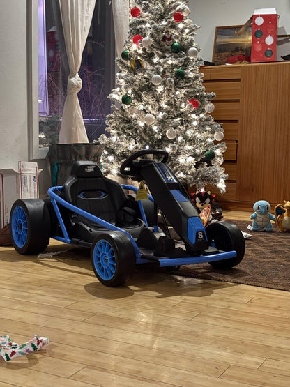 24V 9Ah Kids Ride on Go Kart Toy,High Speed 8.1MPH Drifting Car with 2X300W Motors Full Metal Frame,Music,For Kids 8-12 Years