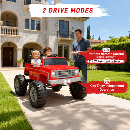 Chevrolet Cheyenne 24 Volt Ride on Toys with Remote, Ride on Truck for Big Kids 3-8 Years,  Power Car Wheels with 2 Seater, Red