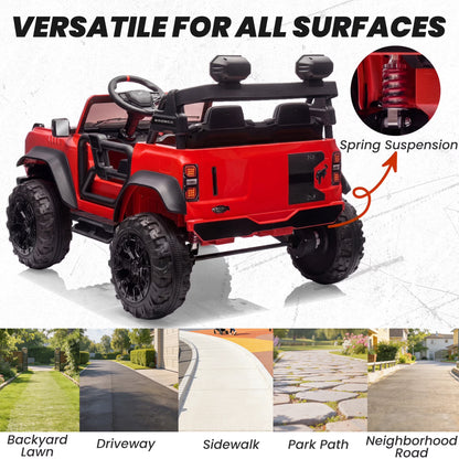 24V 2 Seater Ford Bronco Raptor Powered Ride on Car with Remote Control, 4 Wheels Suspension, Ages 3-8, Red