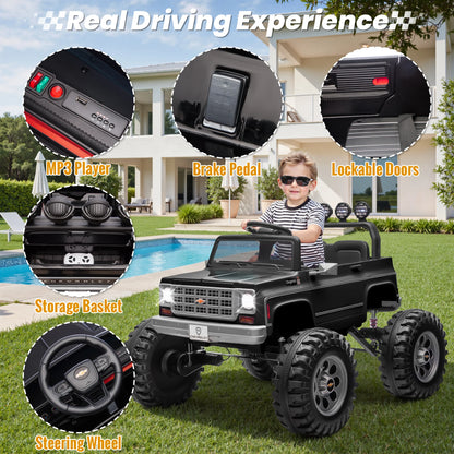 24V Ride on Car, Licensed Chevrolet Cheyenne Truck W/4X200W Motor, Remote Control, Decoration Streamer