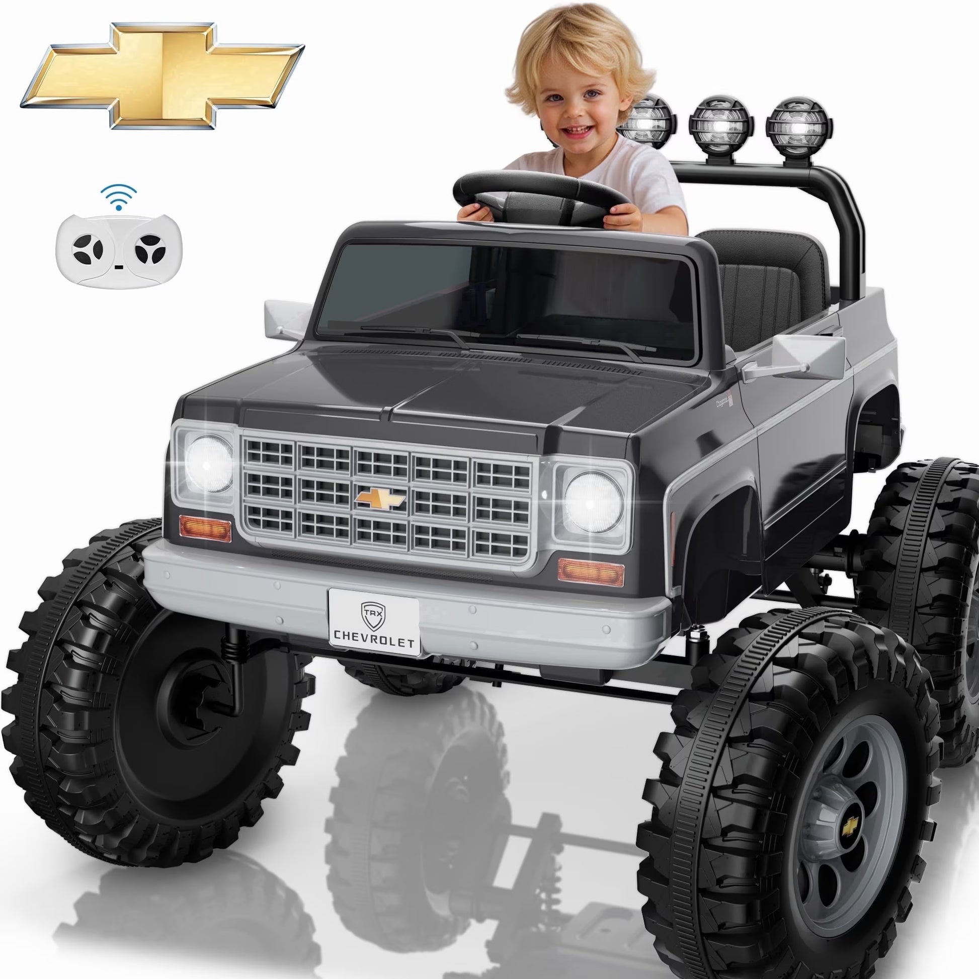 Chevrolet Cheyenne 24 Volt Ride on Toys with Remote, Ride on Truck for Big Kids 3-8 Years,  Power Car Wheels with 2 Seater, Red