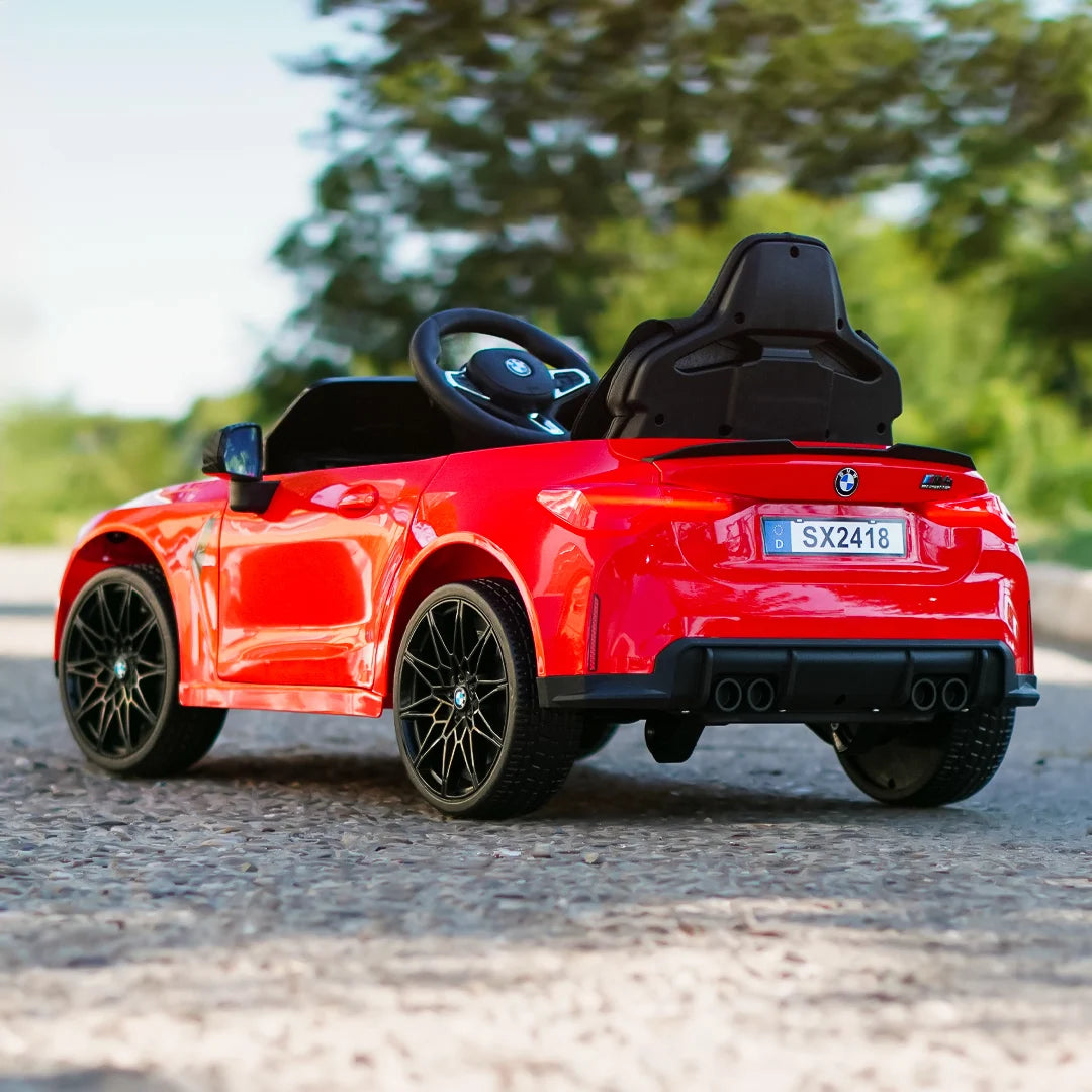 BMW M4 Kids Ride-On Car – 12V  Electric Sports Car with Remote Control, Safety Belt & LED Fun