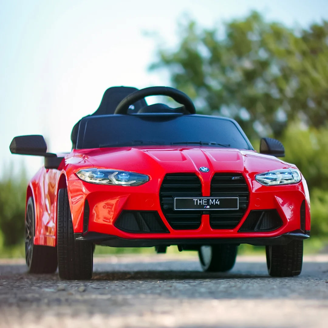 BMW M4 Kids Ride-On Car – 12V  Electric Sports Car with Remote Control, Safety Belt & LED Fun