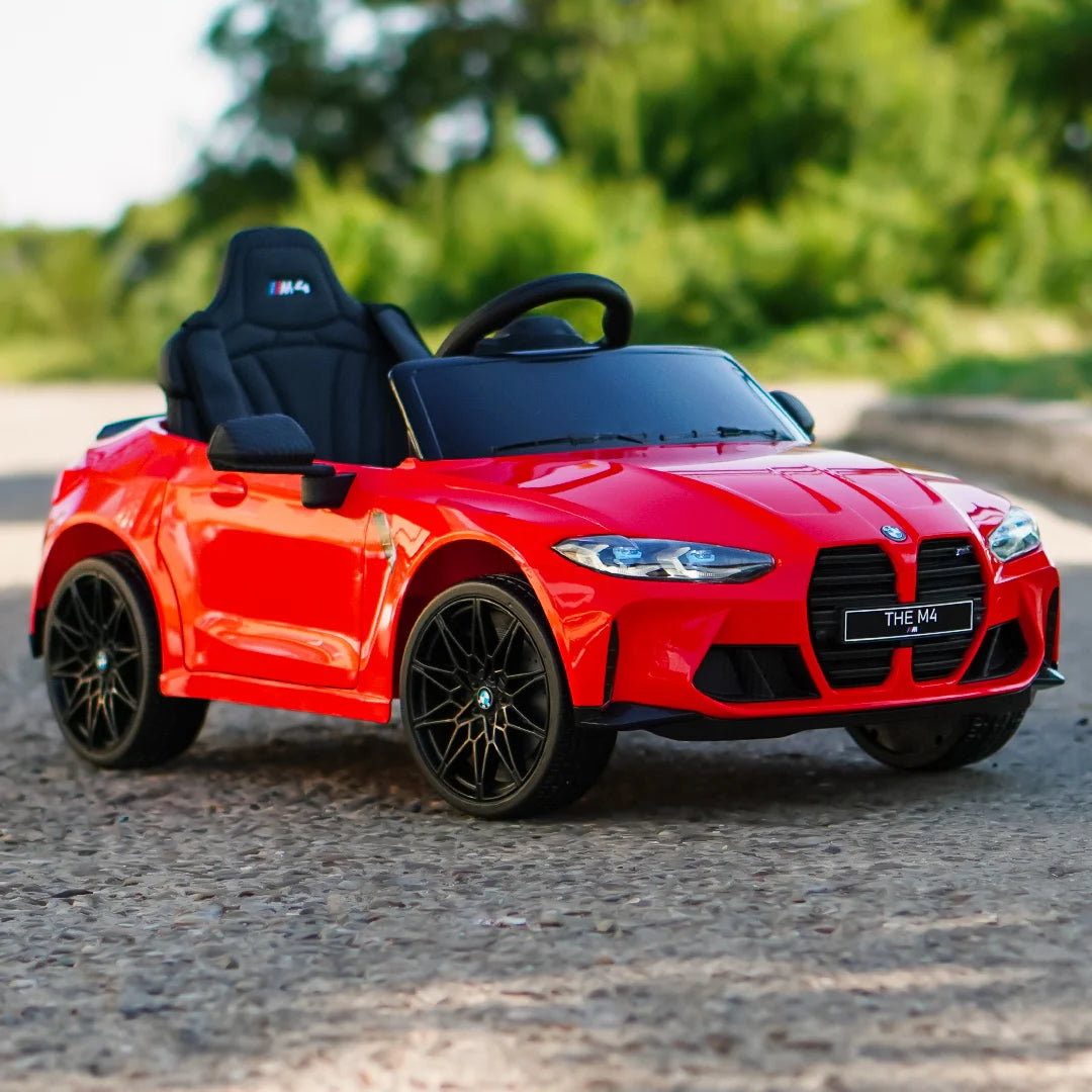 BMW M4 Kids Ride-On Car – 12V  Electric Sports Car with Remote Control, Safety Belt & LED Fun
