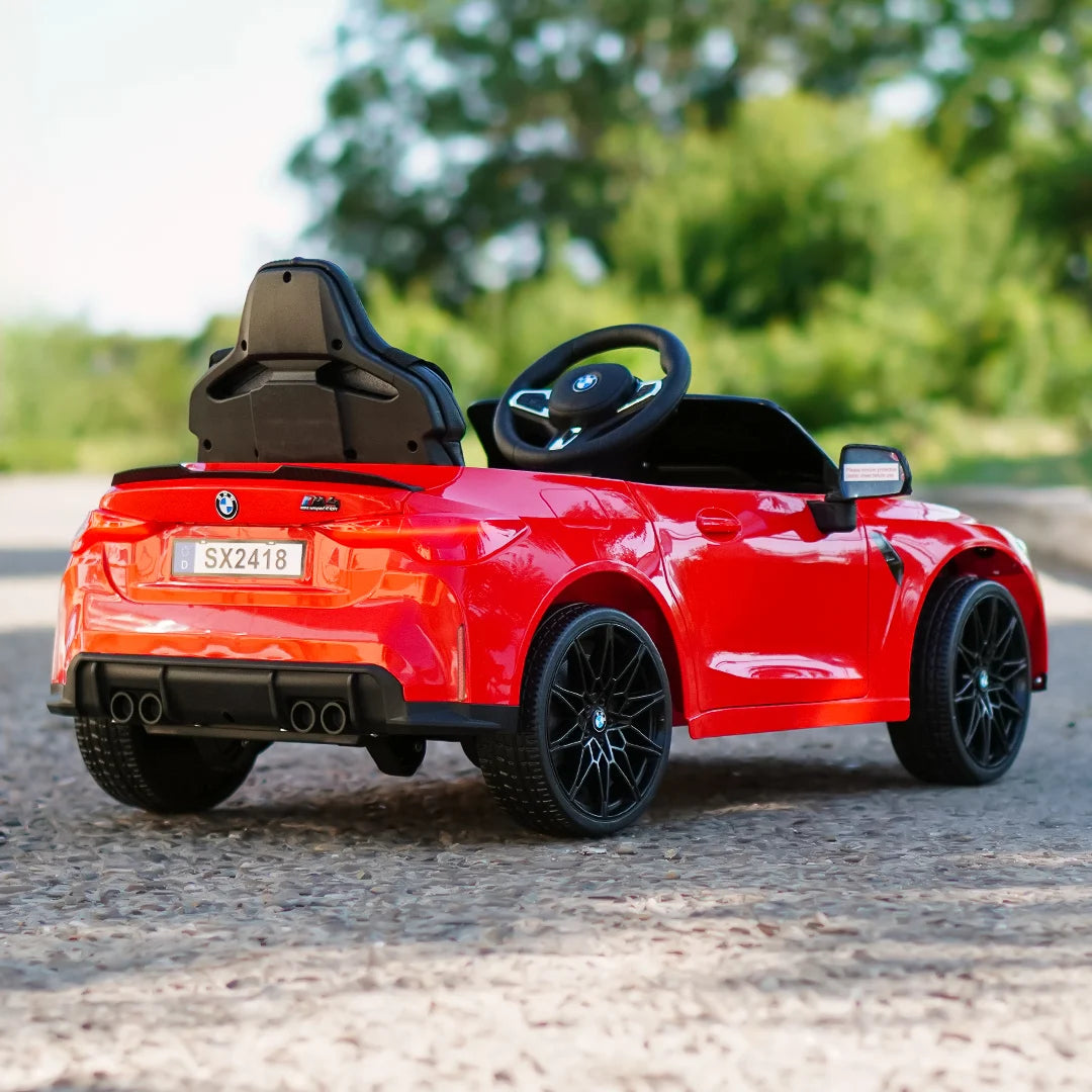 BMW M4 Kids Ride-On Car – 12V  Electric Sports Car with Remote Control, Safety Belt & LED Fun