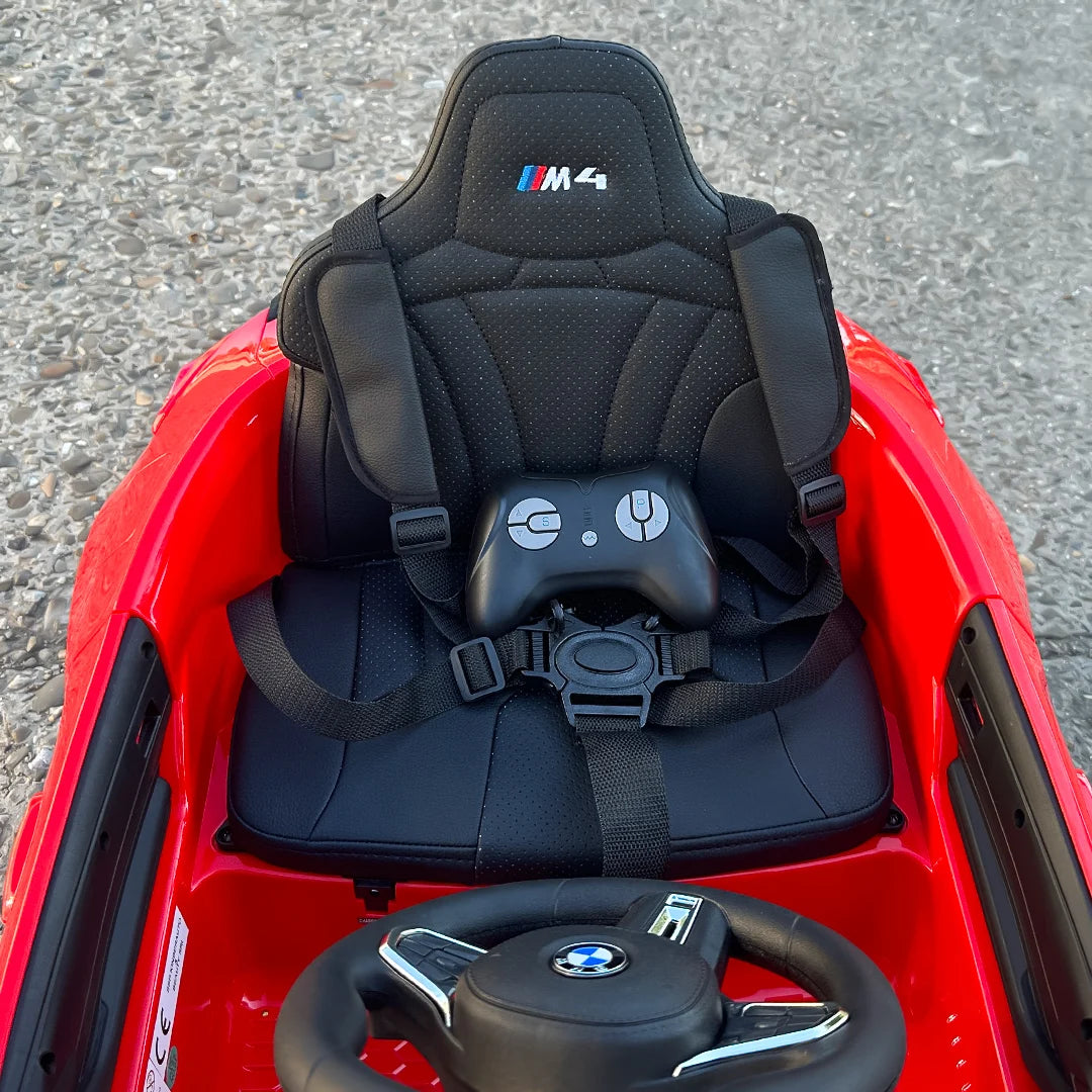 BMW M4 Kids Ride-On Car – 12V  Electric Sports Car with Remote Control, Safety Belt & LED Fun