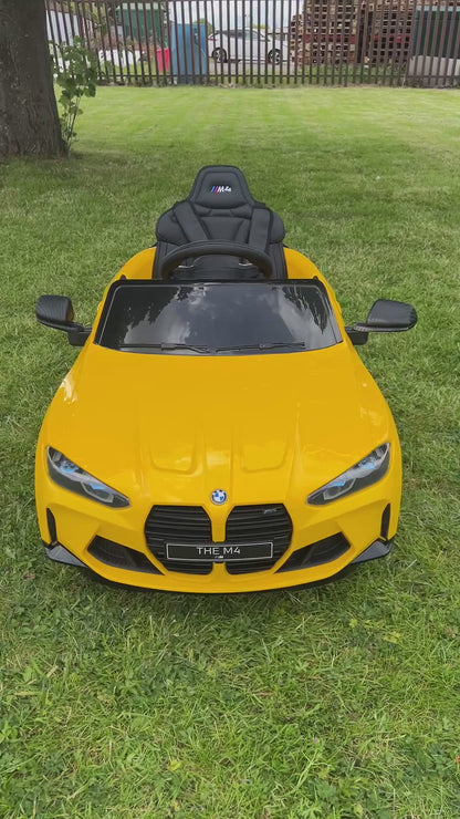 BMW M4 Kids Ride-On Car – 12V  Electric Sports Car with Remote Control, Safety Belt & LED Fun