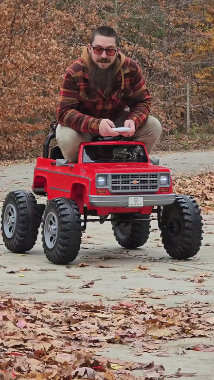 Chevrolet Cheyenne 24 Volt Ride on Toys with Remote, Ride on Truck for Big Kids 3-8 Years,  Power Car Wheels with 2 Seater, Red