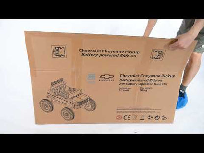 Chevrolet Cheyenne 24 Volt Ride on Toys with Remote, Ride on Truck for Big Kids 3-8 Years,  Power Car Wheels with 2 Seater, Red
