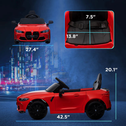 BMW M4 Kids Ride-On Car – 12V  Electric Sports Car with Remote Control, Safety Belt & LED Fun
