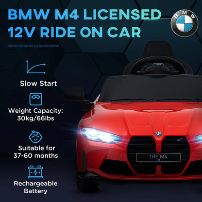 BMW M4 Kids Ride-On Car – 12V  Electric Sports Car with Remote Control, Safety Belt & LED Fun
