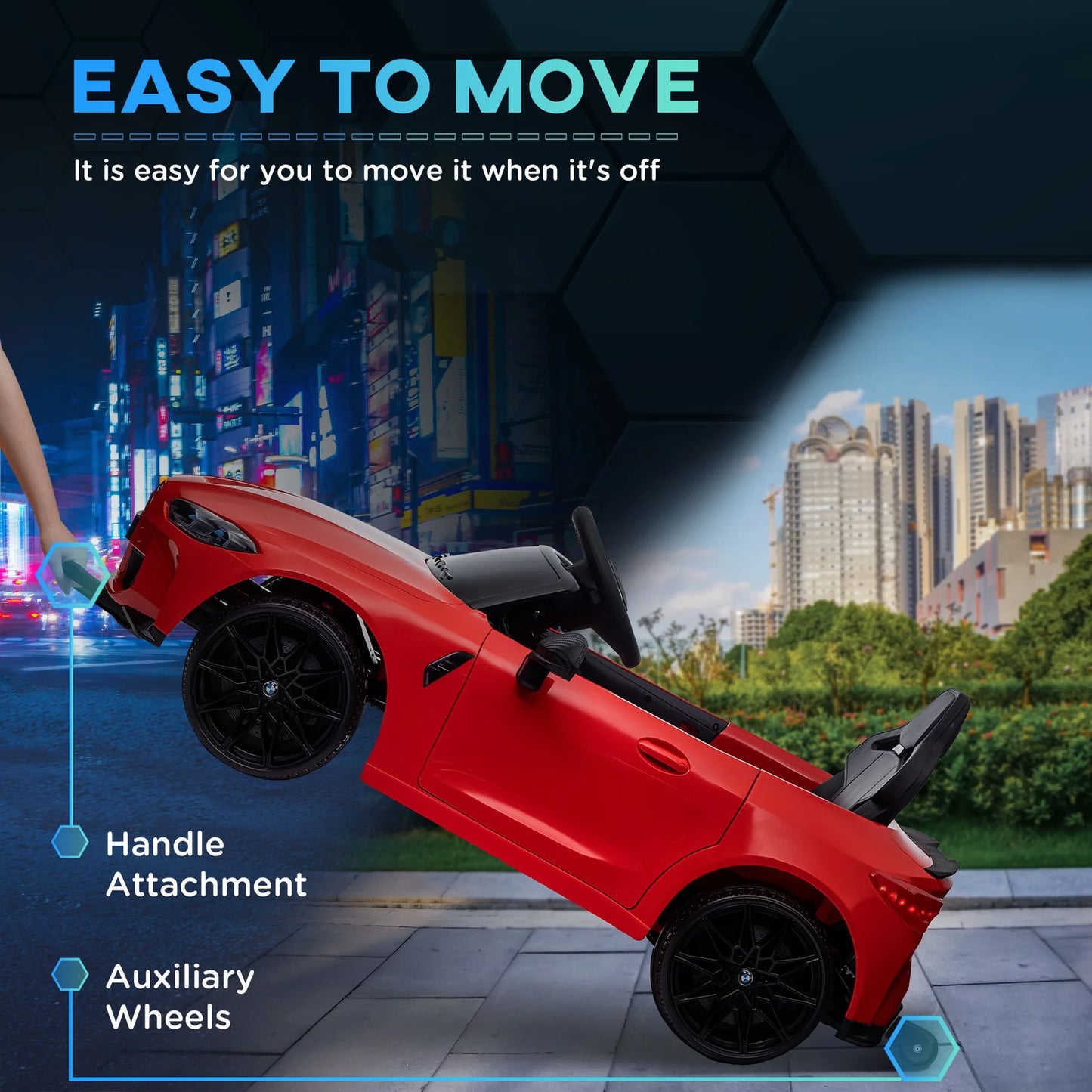 BMW M4 Kids Ride-On Car – 12V  Electric Sports Car with Remote Control, Safety Belt & LED Fun