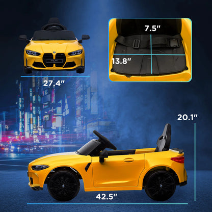 BMW M4 Kids Ride-On Car – 12V  Electric Sports Car with Remote Control, Safety Belt & LED Fun