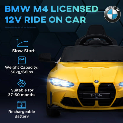 BMW M4 Kids Ride-On Car – 12V  Electric Sports Car with Remote Control, Safety Belt & LED Fun