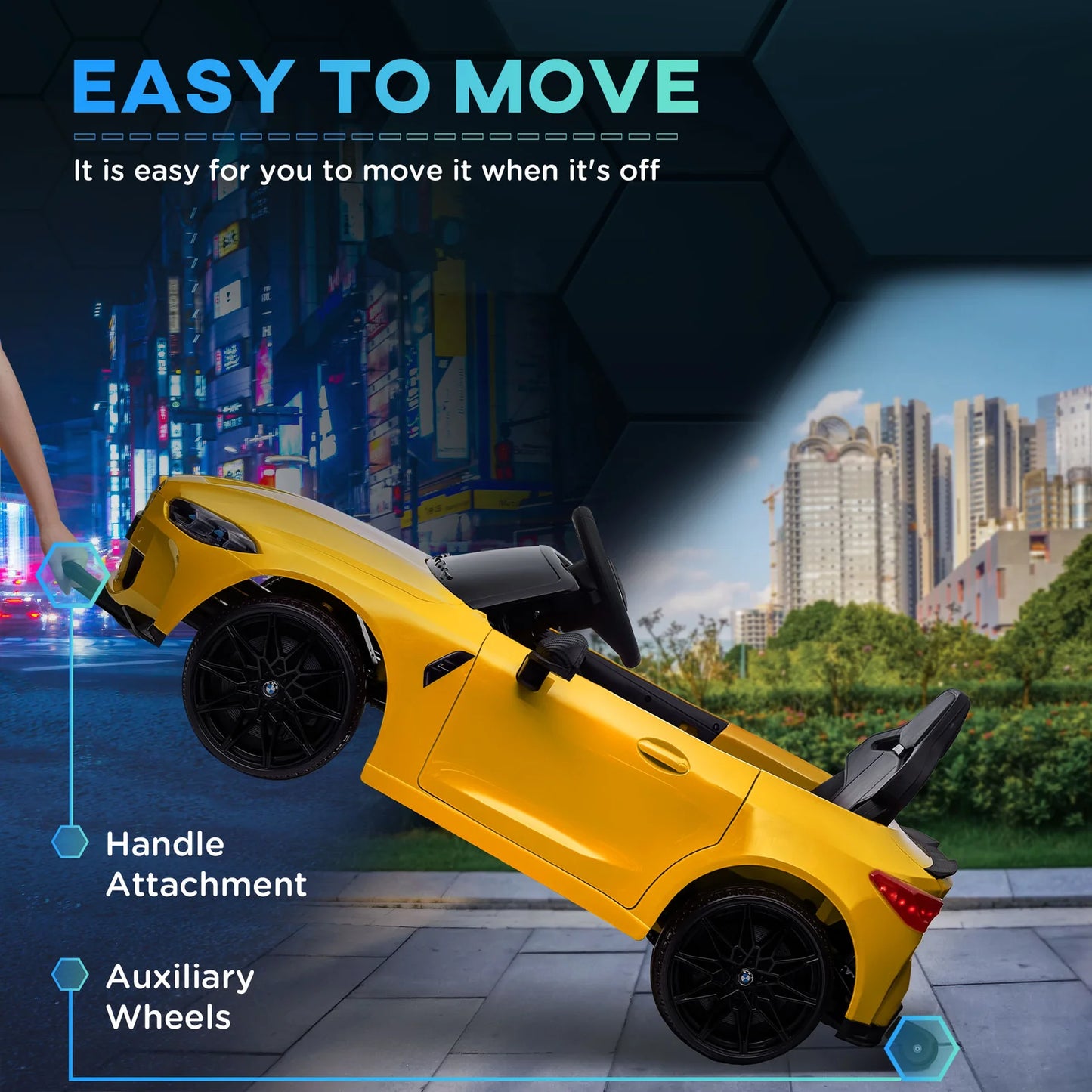 BMW M4 Kids Ride-On Car – 12V  Electric Sports Car with Remote Control, Safety Belt & LED Fun
