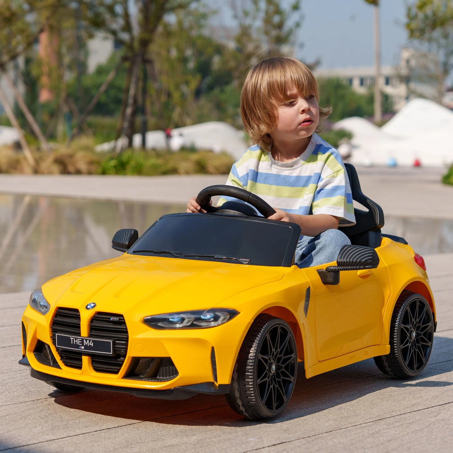 BMW M4 Kids Ride-On Car – 12V  Electric Sports Car with Remote Control, Safety Belt & LED Fun