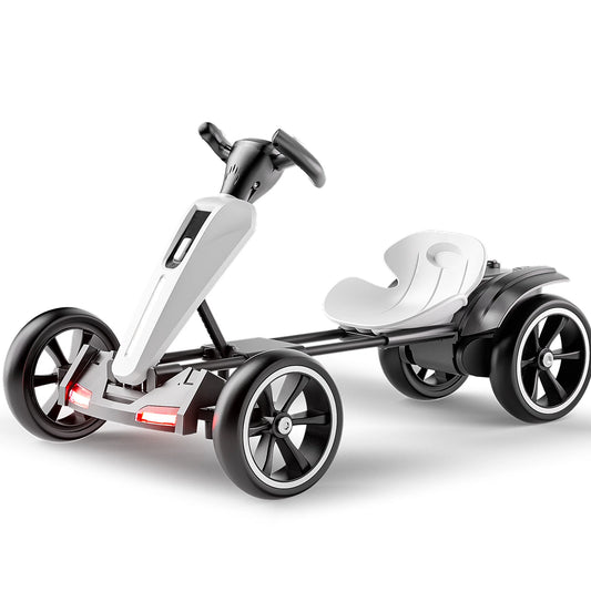 12V Kids Electric Go-Kart – Foldable Ride-On Racing Kart with EVA Wheels, Music & Adjustable Seat