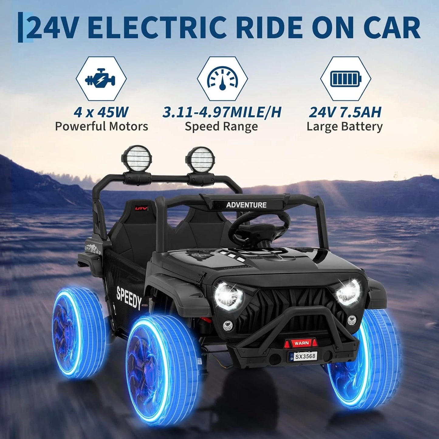 Powerful Kids Ride-On Jeep 24V Electric Toy Car for Outdoor Adventures