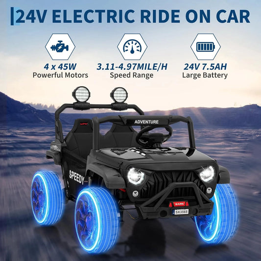 Powerful Kids Ride-On Jeep 24V Electric Toy Car for Outdoor Adventures