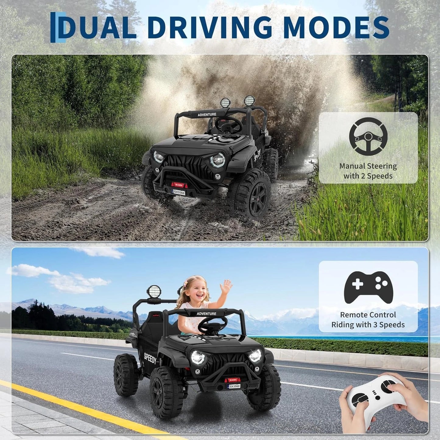Powerful Kids Ride-On Jeep 24V Electric Toy Car for Outdoor Adventures